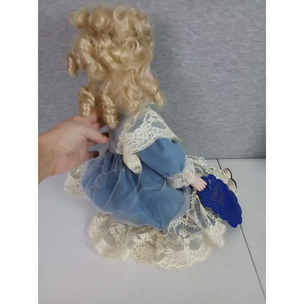 Dynasty Doll Collection Crown Royal Porcelain Doll Blue Lace Dress Kathy 18 in